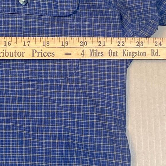 Cabela’s Blue Plaid Short Sleeve Button Up Shirt Men Size Medium - Picture 6 of 7
